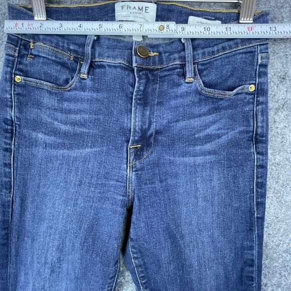 Frame Denim Jeans Womens 27 Le High Flare Raw Hem Boho Chic Hippie Retro Minimal - Picture 4 of 7